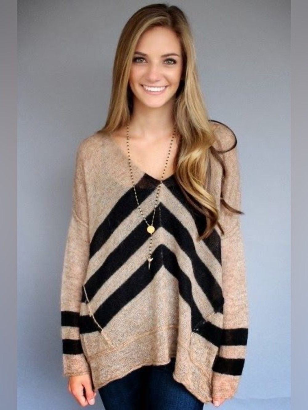 Free People Twelve Roses Alpaca Blend V neck Top Sweater Size Large